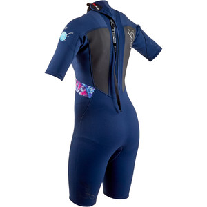 2020 GUL Womens Response 3mm Back Zip Shorty Wetsuit RE3318-B7 - Navy / Tie Dye